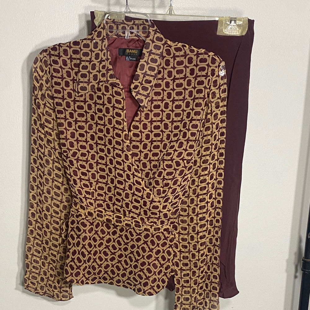 Women's Burgundy and Gold Skirt Set